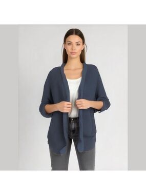 Black Chenille Open-Knit Cardigan Sweater Size XL
